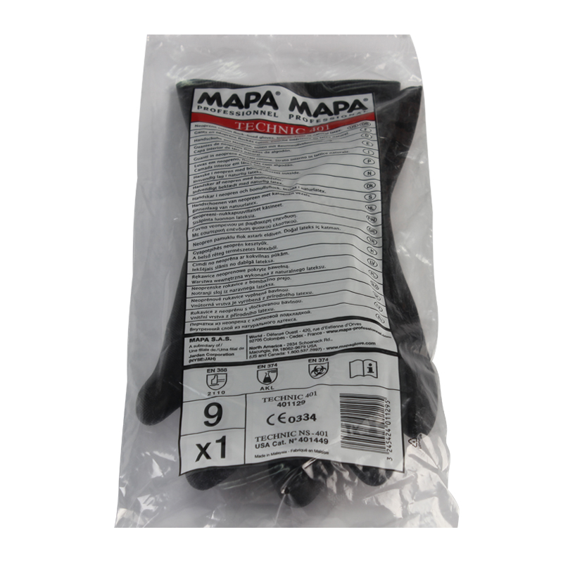 MAPA Technic401-9氯丁橡膠植絨防化手套圖片3