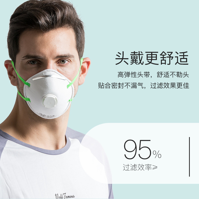 保為康9597 KN95帶呼吸閥防塵口罩圖片1