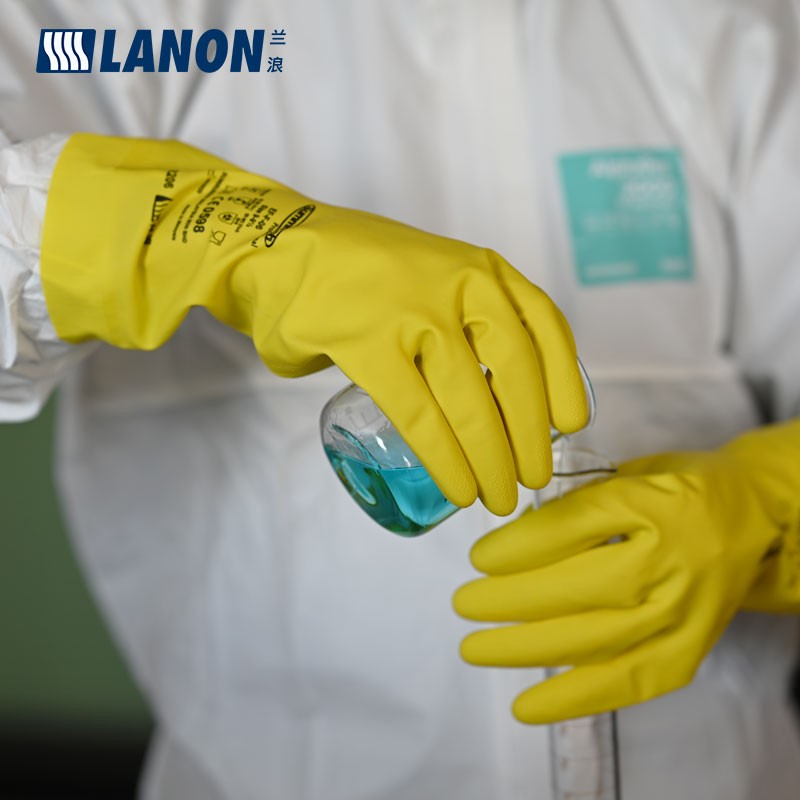 LANON蘭浪SR206耐酸堿橡膠防化手套圖片2