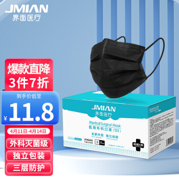界面滅菌級黑色一次性醫用外科口罩圖片2
