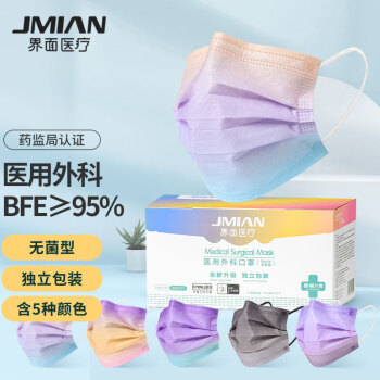 界面漸變色滅菌級一次性醫用外科口罩圖片3