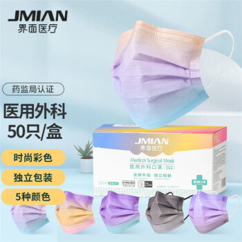 界面漸變色滅菌級一次性醫用外科口罩圖片4