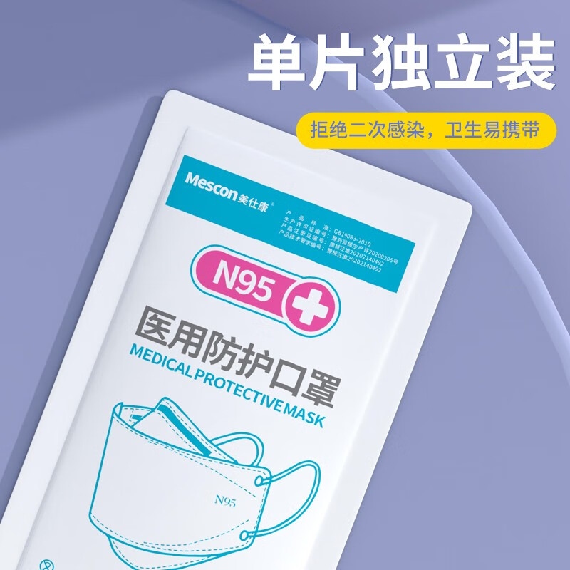 美仕康柳葉款魚型N95滅菌醫用防護口罩圖片1