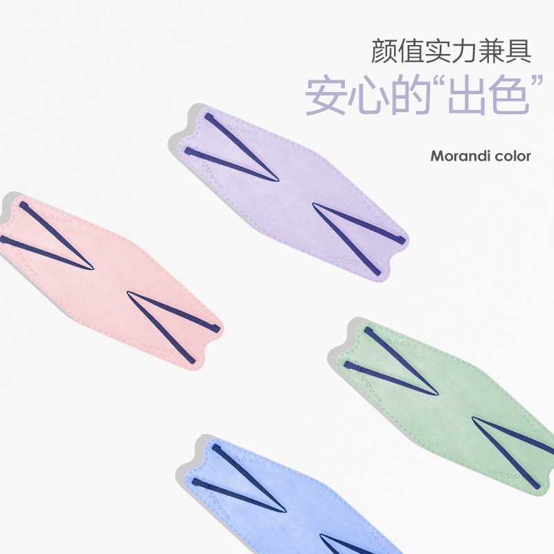 美仕康莫蘭迪色柳葉款魚型N95醫用防護口罩圖片2