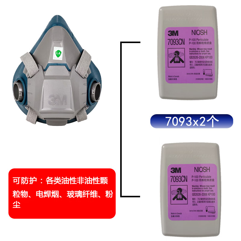 3M6502+7093CN KP100防塵面具三件套圖片3