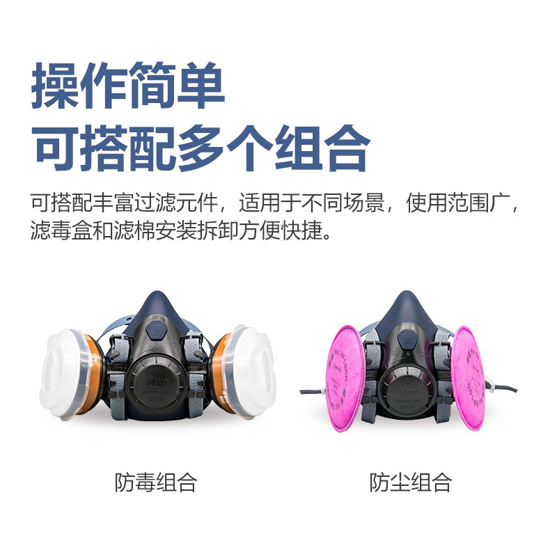 呼享8600雙濾盒硅膠半面罩防毒面具圖片4