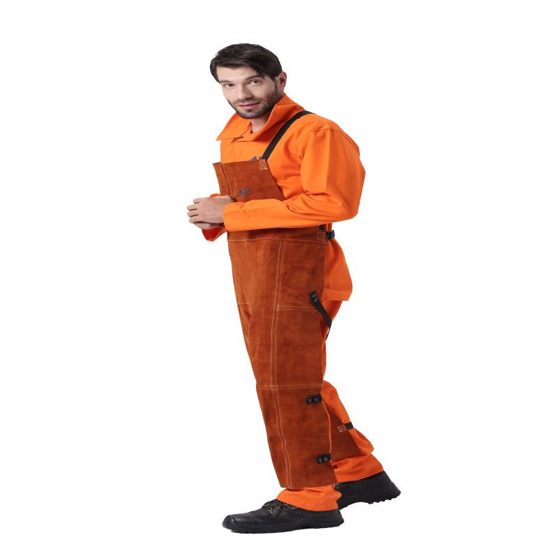 友盟AP-7236咖啡色單前幅連胸焊工服褲子圖片1