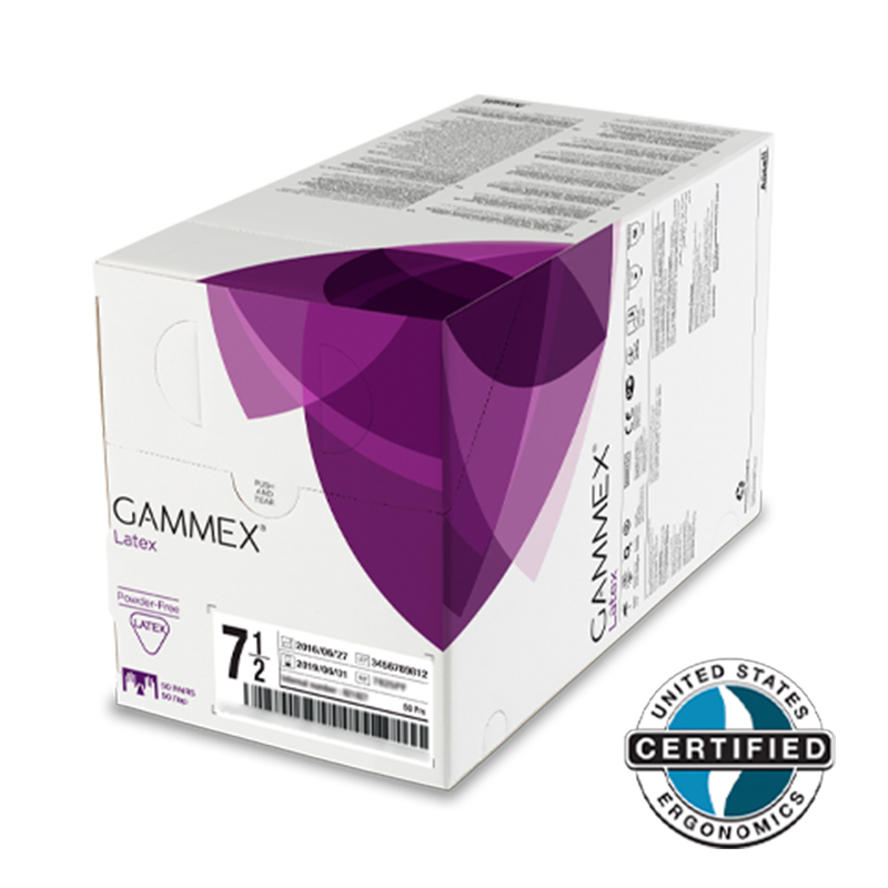 安思爾GAMMEX 330050075綠色無粉乳膠內層外科手套圖片1
