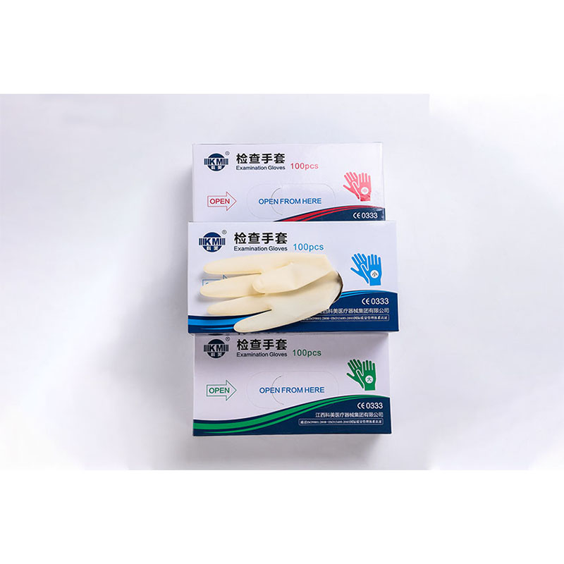 科美A型乳膠檢查手套無(wú)粉麻面圖片1