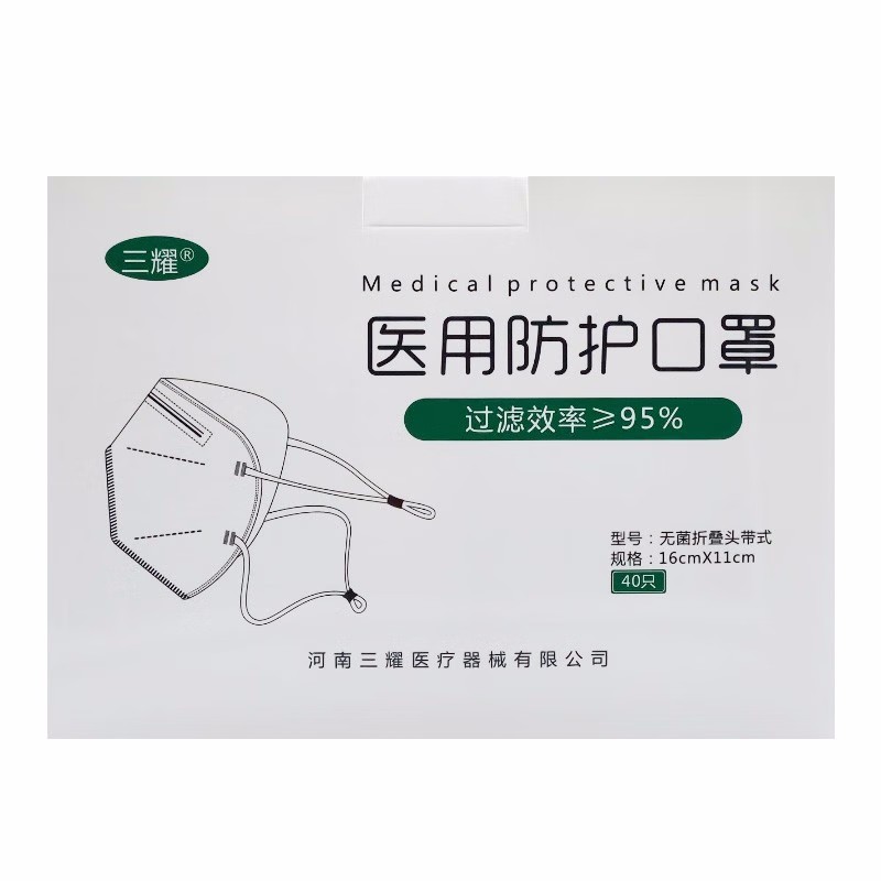 三耀折疊頭戴式醫(yī)用防護(hù)口罩頭戴式N95口罩圖片1